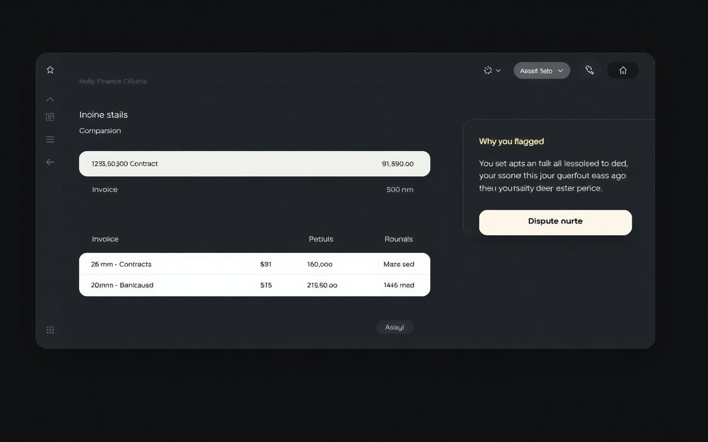 Invoice line compared against contract terms with an explanation.